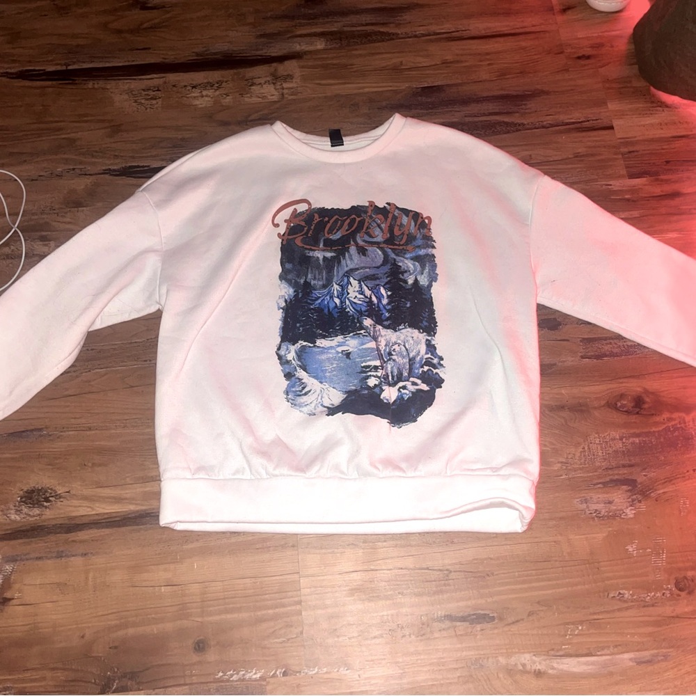 brooklyn sweatshirt, white, size large, shein